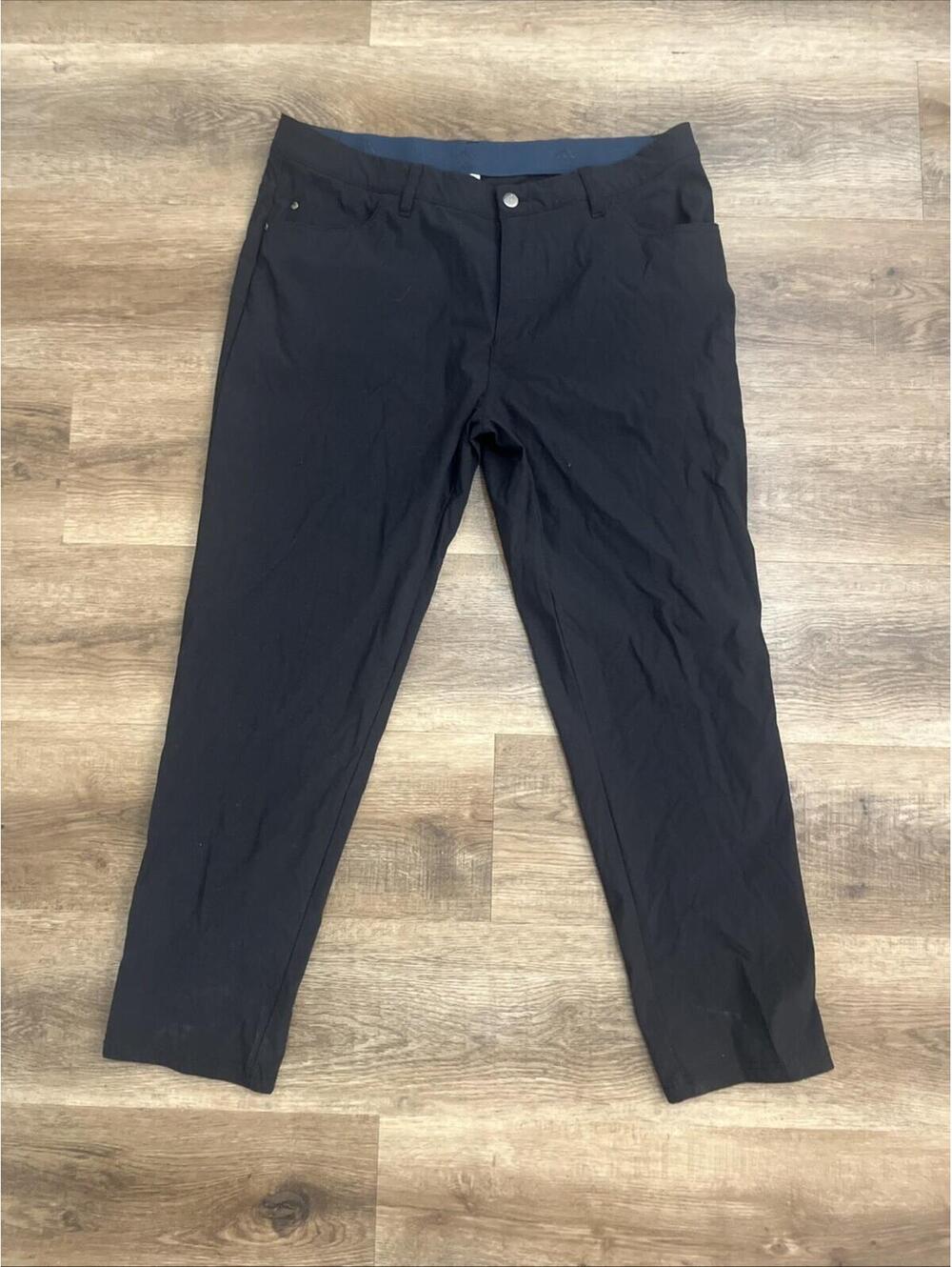 Adidas Performance Pants Mens 36x30 Black Prime Green Golf Lightweight Chino